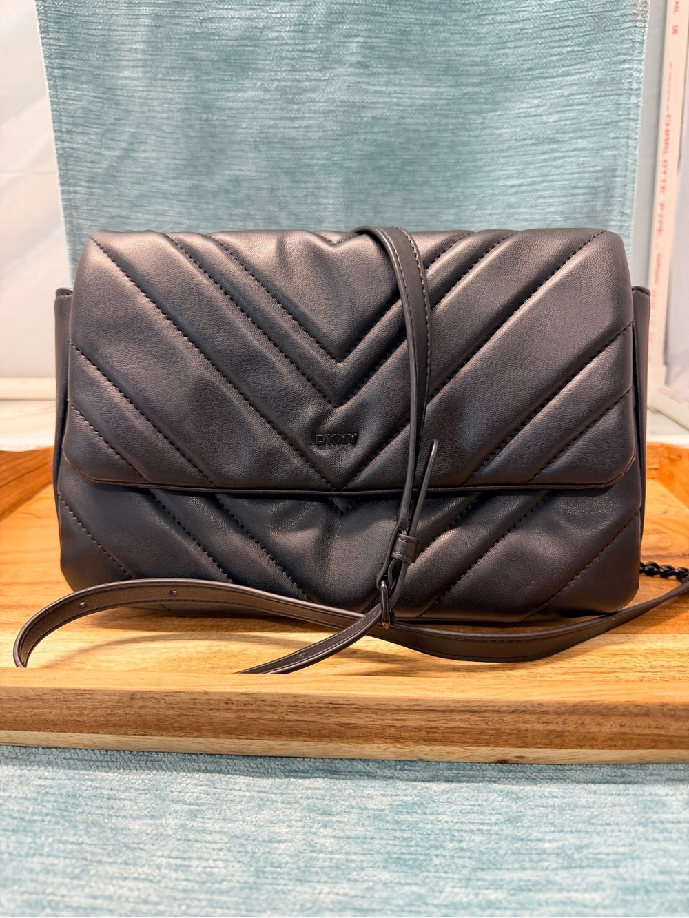 DKNY Veronica Quilted Black Leather Crossbody/Shoulder Bag